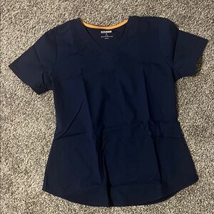 Scrubstar Navy V‑Neck Scrub Top with Orange Trim